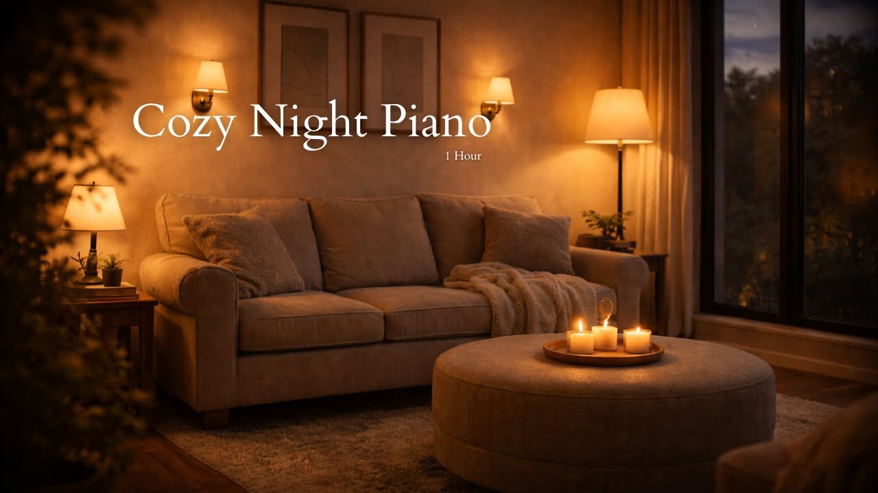 Cozy Living Room Piano | Calm Night Background Music for Relax, Study & Sleep (1 Hour)
