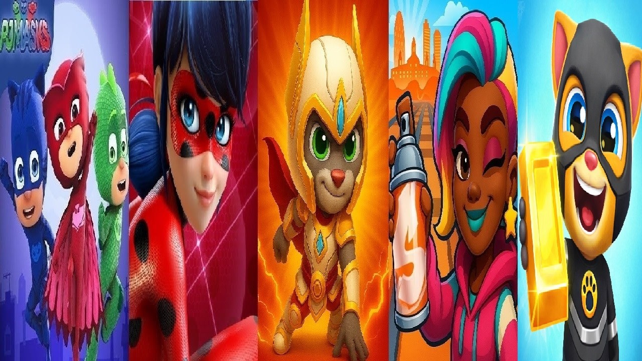 Subway Surfers VS Talking Tom Hero Dash Tom Gold Run Miraculous Ladybug Cat Noir PJ Masks Super City