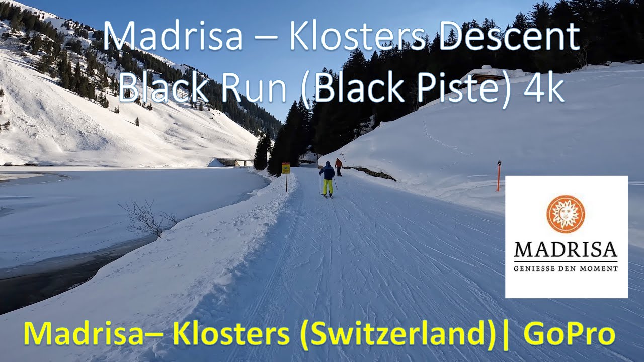 Ski descent Madrisa - Klosters -  Black Run (Piste) - GoPro 4k