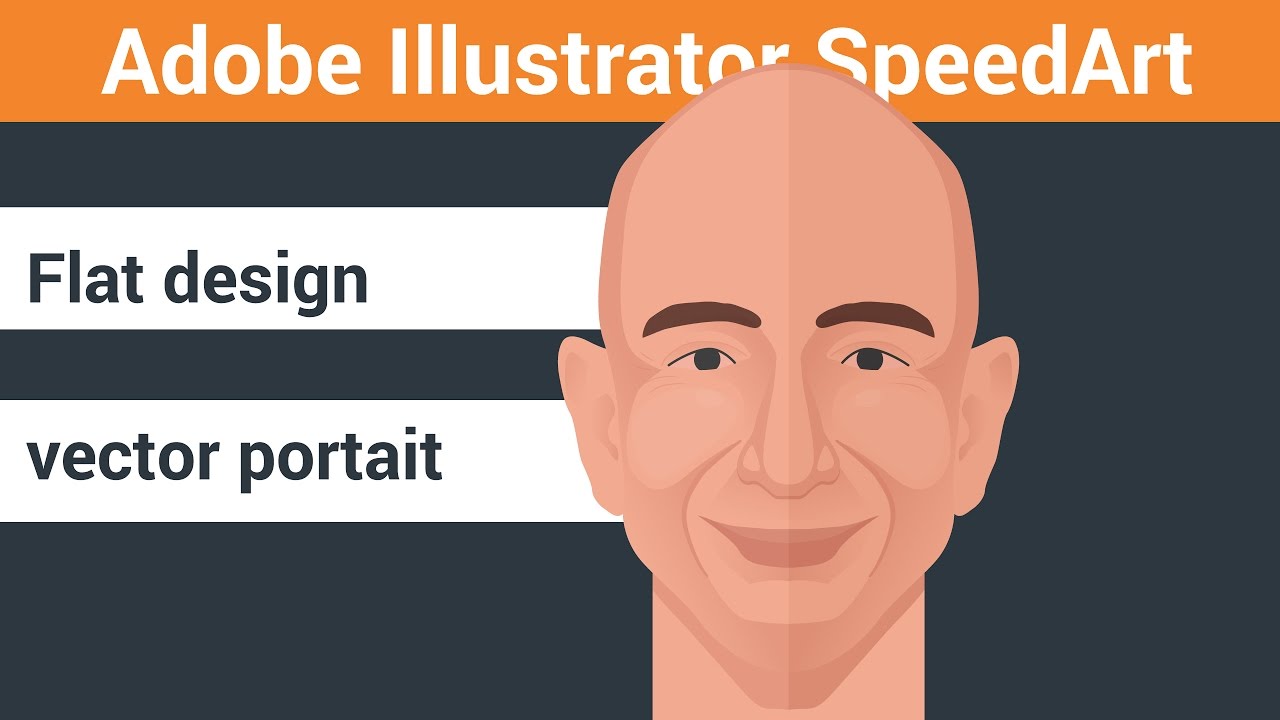 Flat design portrait Adobe illustrator speed art. Drawing flat portrait