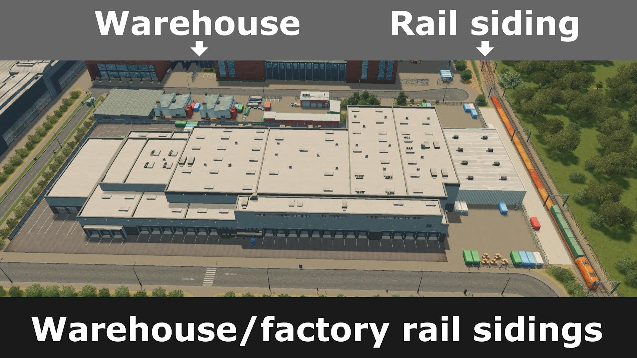 Rail connections to warehouses/factories | Cities Skylines (modded)