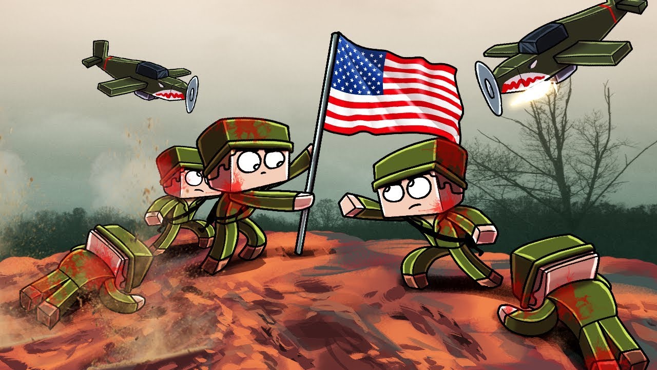 Minecraft | WORLD WAR 2 BASE DEFENSE - Capture the Flag! (Americans vs Germany)