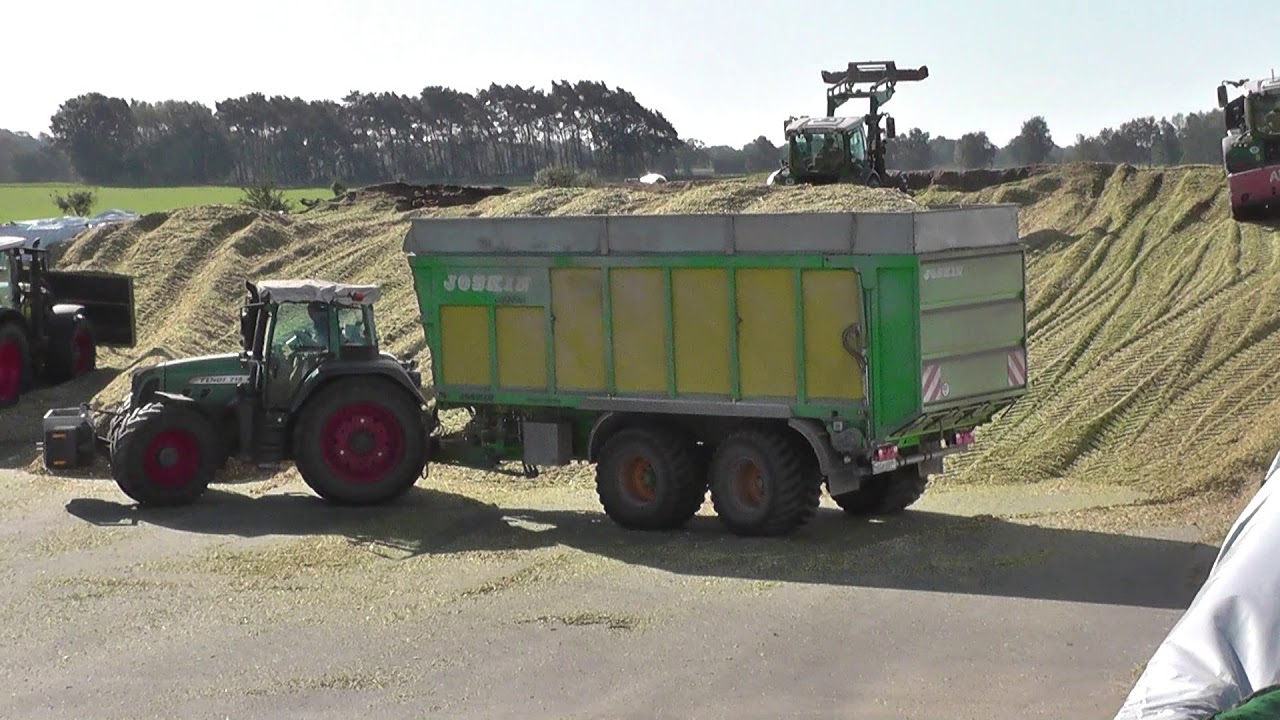Mais Häckseln 2019 das Befüllen , verteiln u. verdichten eines Silos