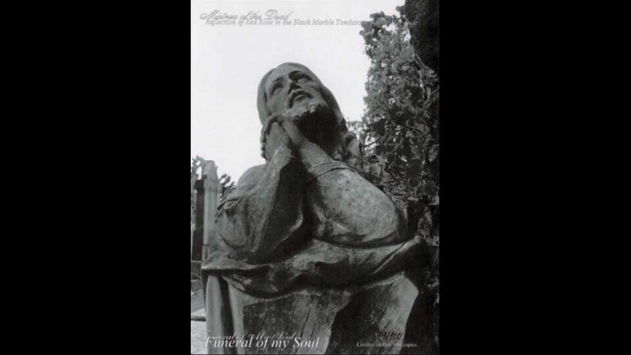 Mistress Of The Dead - Reflection of Red Rose in the Black Marble Tombstone Beside Her Face