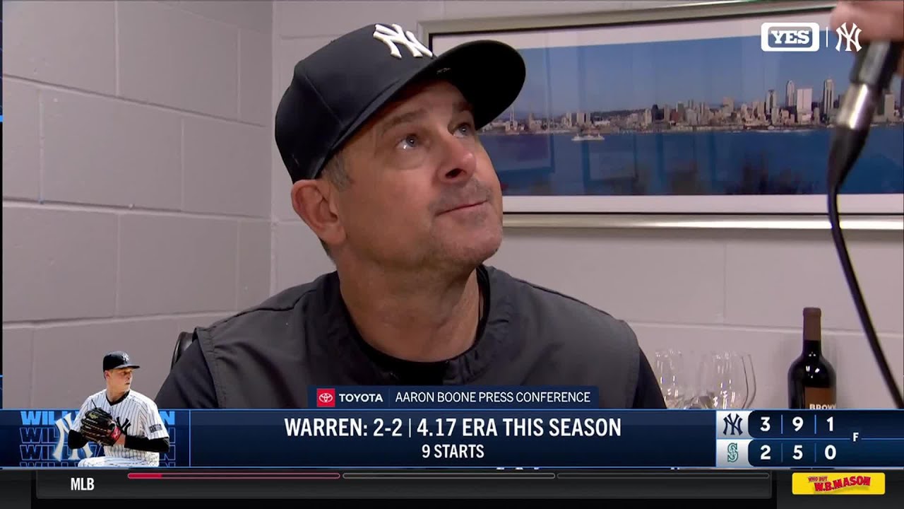 Manager Aaron Boone after Yankees' 3-2 win in Seattle