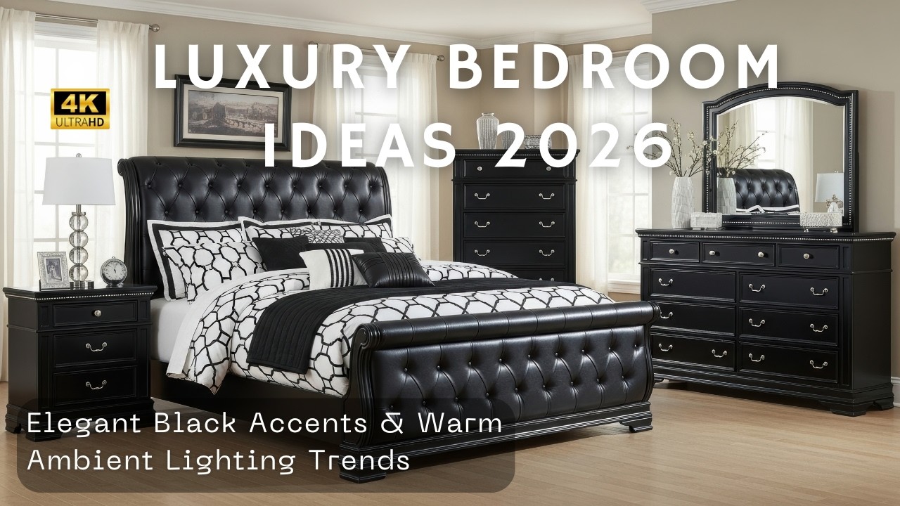 Dark Luxury Bedroom Ideas 2026 | Elegant Black Accents & Warm Ambient Lighting Trends
