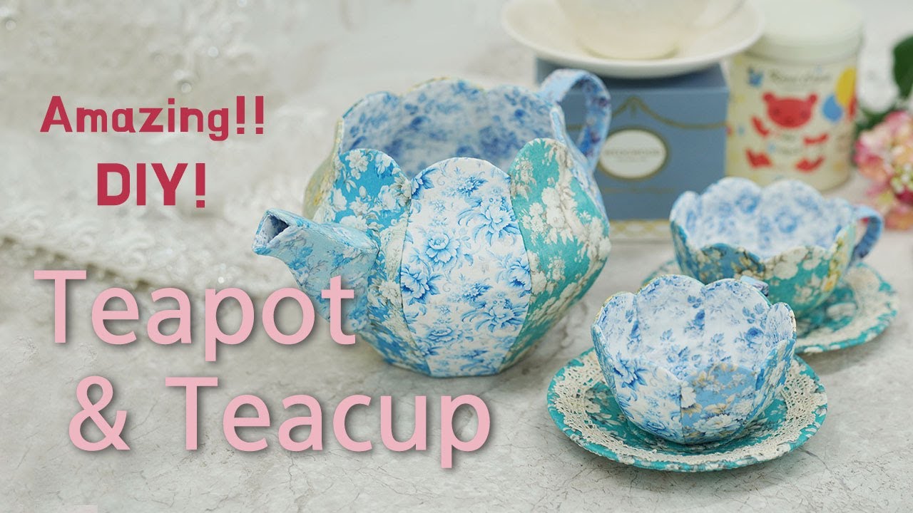 DIY 원단으로 만드는 놀라운 티팟과 티컵 / 퀼트티팟만들기 / Making amazing quilt teapot & teacup handmade