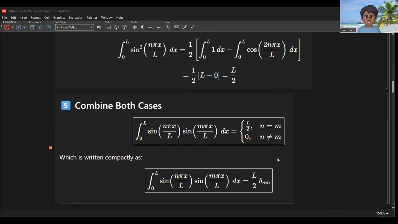 OrthogonalityOfSineFunctionWithMathematicaImplemenation