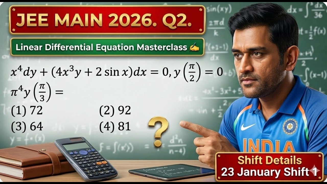 Let y=y(x) be the solution of the differential equation x⁴ dy + (4x³y + 2 sin x) dx = 0 || JEE MAIN