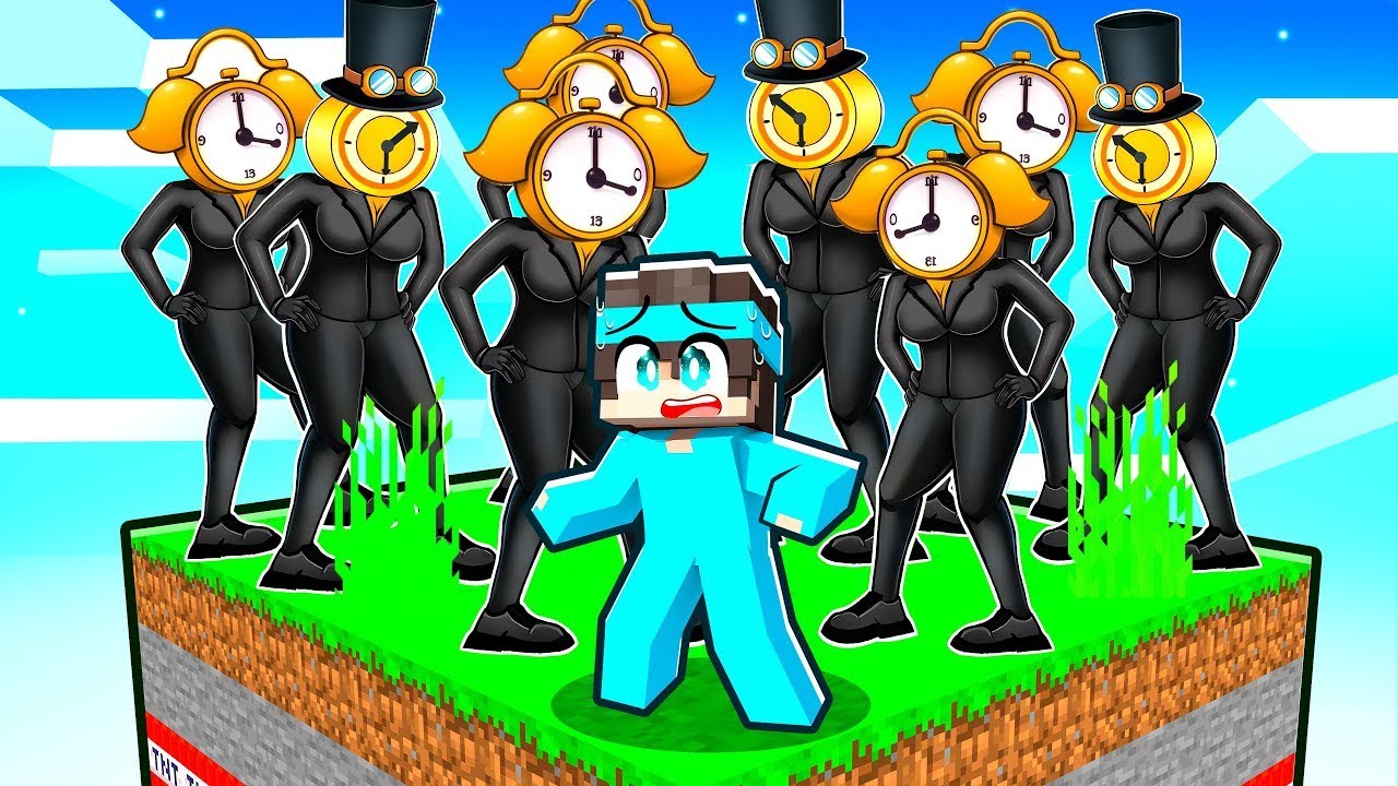 Locked on a One Chunk With 100 CLOCK WOMAN'S In Minecraft!