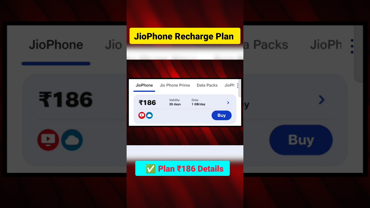 JioPhone Recharge Plan ₹186 Details #shorts #jiophone #jiophoneplan #recharge