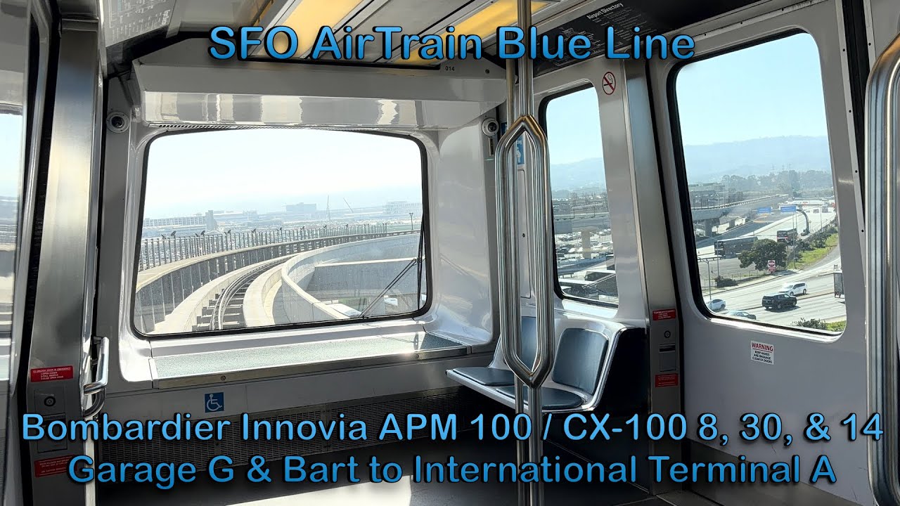[The Long Way] SFO AirTrain 3-Car Bombardier Innovia APM 100 / CX-100 Blue Line Train to Terminal A