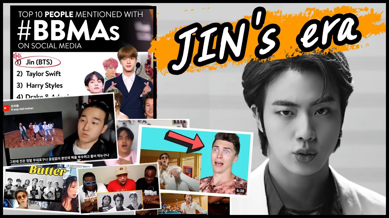 (BTS Jin)Сплавать мир!#1упоминается в BBMA!/Jin вокальной и танцевальной коллекции реакции в баттере