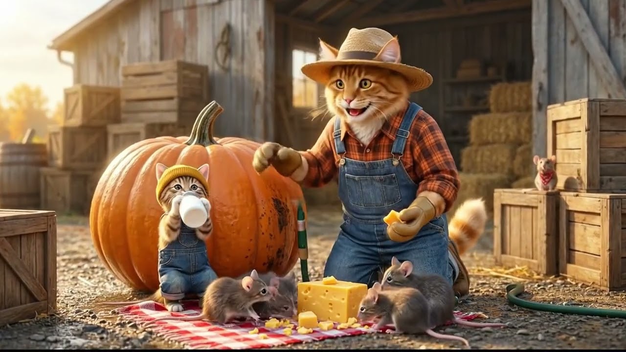 Cat Dad Recruits A Mouse Army To Harvest A GIANT Pumpkin! 🐭🎃