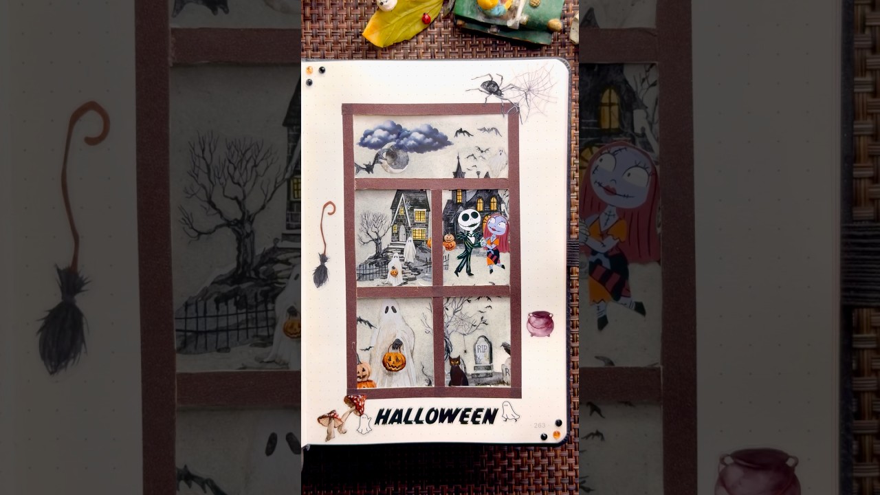 POV: You Opened a Haunted Window in Your Journal 🎃🕸️#journal #scrapbooking #halloween #diy #art