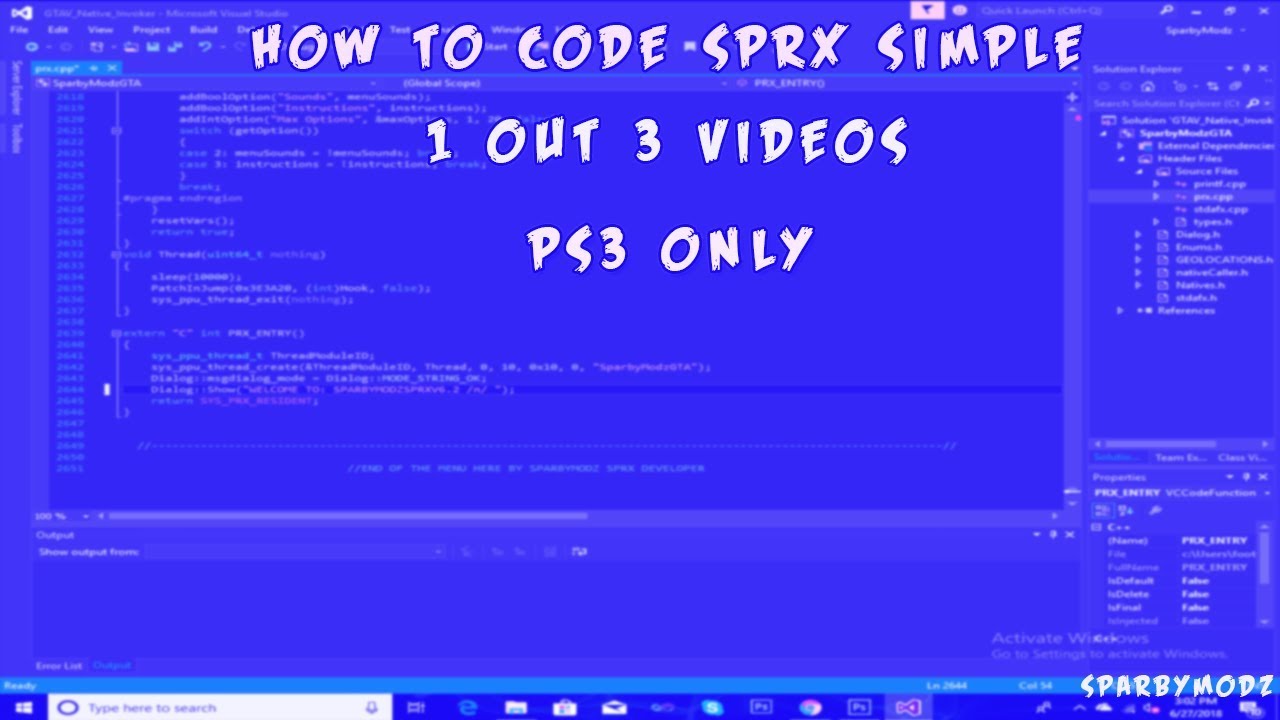HOW TO CODE SPRX SIMPLE TUT PS3 1 OUT 3 PS3 ONLY