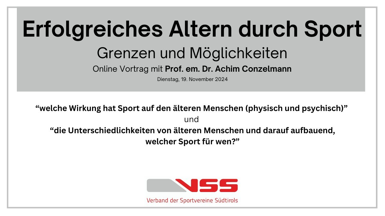 Erfolgreiches Altern durch Sport - Online Vortrag mit Prof. Conzelmann
