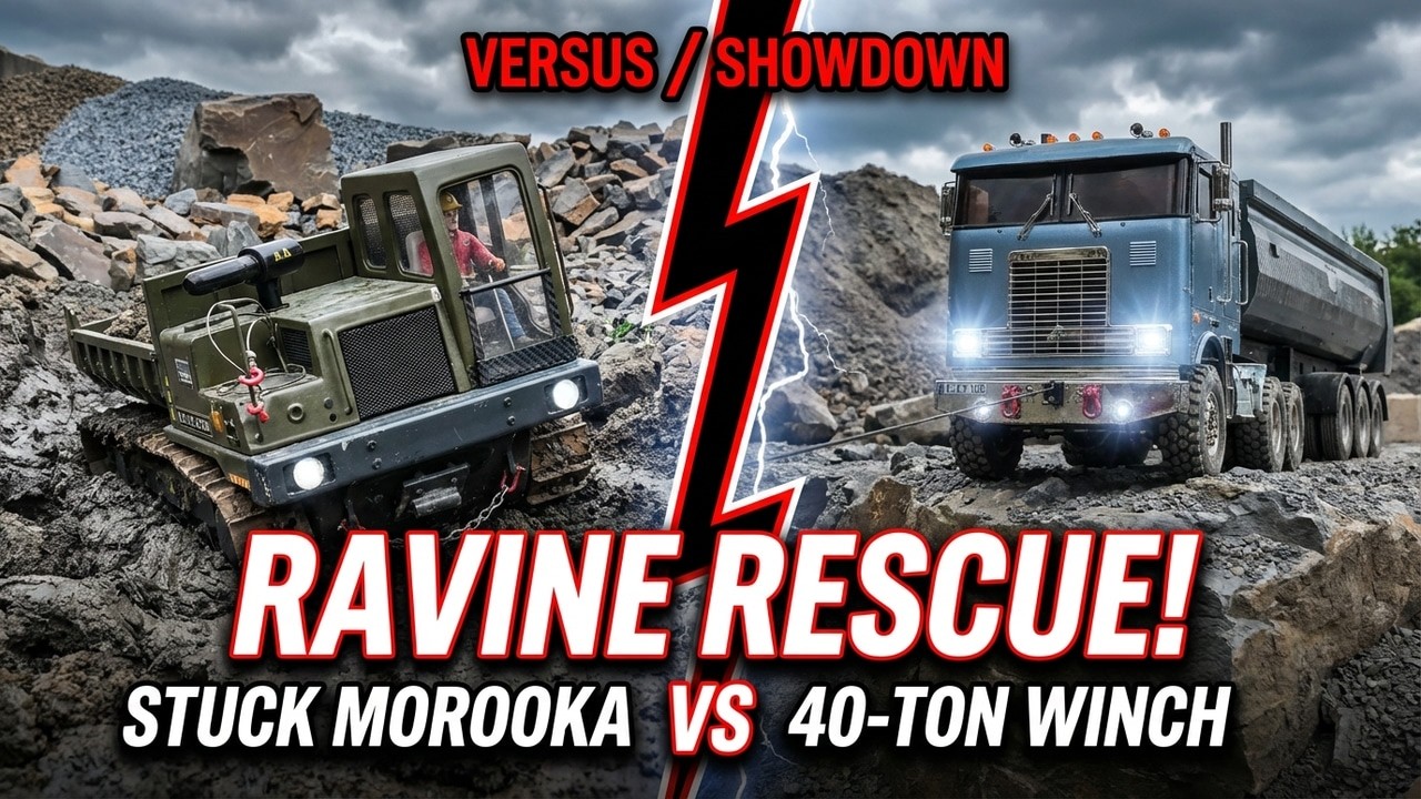 HEAVY RECOVERY ACTION! Morooka Stuck in Mud & 40 Ton Truck Ravine Rescue ! RC Live Action