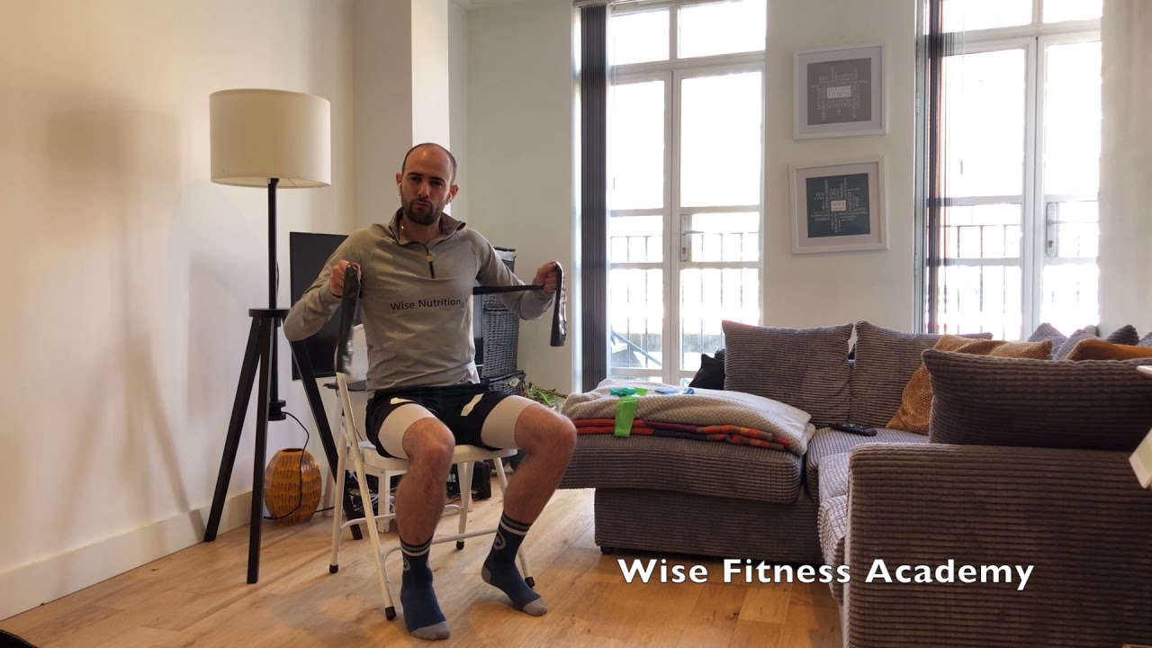 Banded chest press - seated resistance band exercises elderly