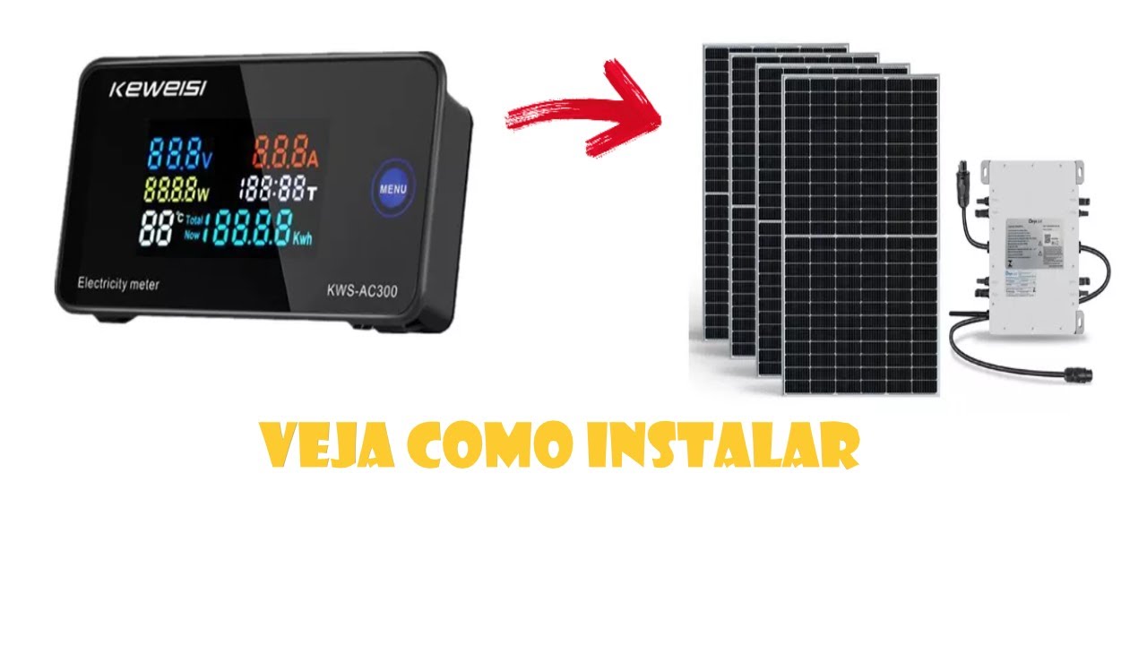 Como instalar medidor na energia solar - KEWEISI KWS- AC300 Watimetro | Voltímetro