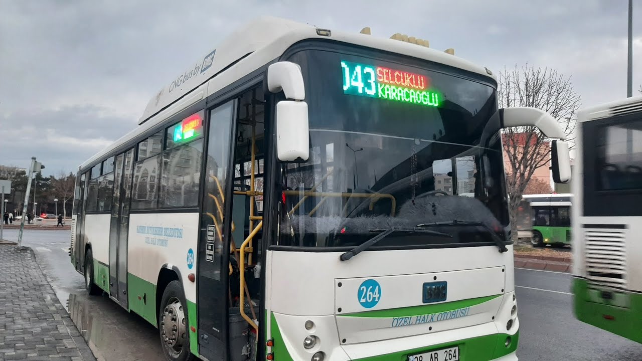 Kayseri'de 43 Hattında ŞEHİR MERKEZİ SELÇUKLU YUKARI Hattında Seyehat.