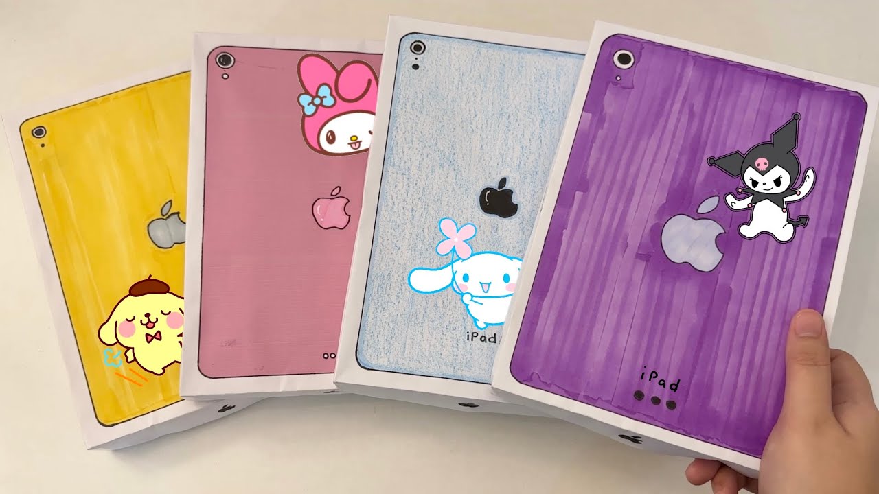 [💸paper diy💸] SANRIO IPAD + CASE Compilation unboxing! | asmr