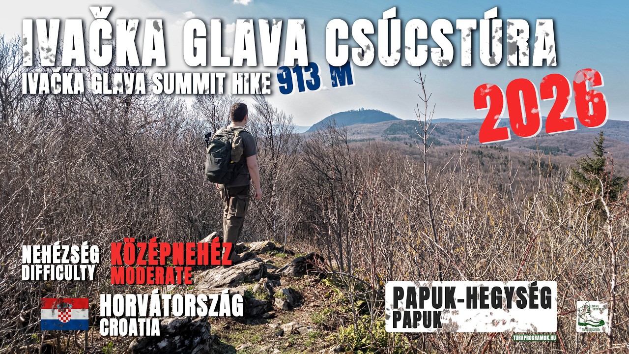 🇭🇷 Papuk-hegység, Ivačka glava csúcstúra —⛰️Kilátás a sziklás oromról a Jankovac-völgy felett | 2026