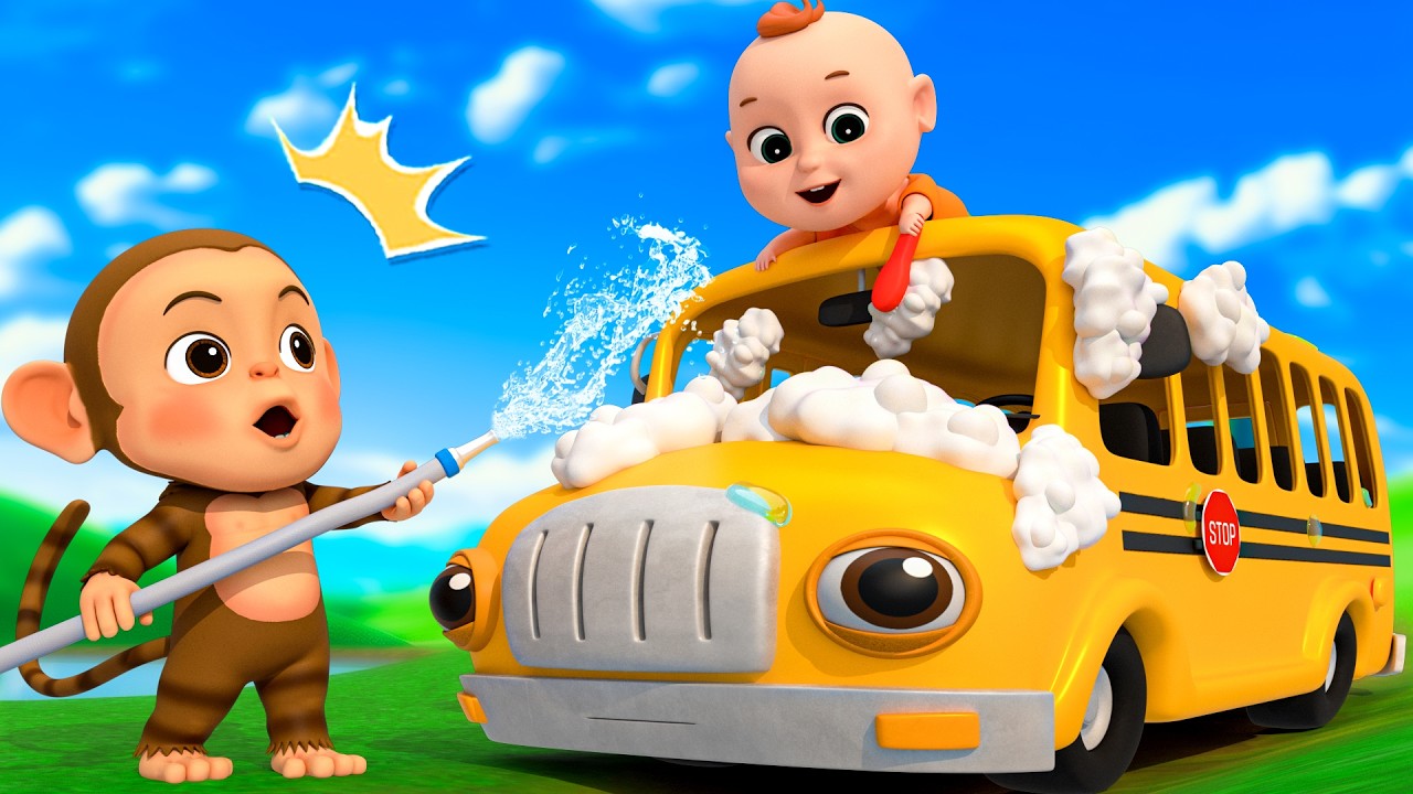 バスの車輪 - バスウォッシュソング | Wheels on the bus - Bus Wash Song | 子供の歌と童謡 | こどものうた | Pulka - 子どもの童謡