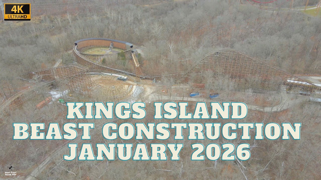 4K Drone Footage - Kings Island - Beast Construction - January 2026