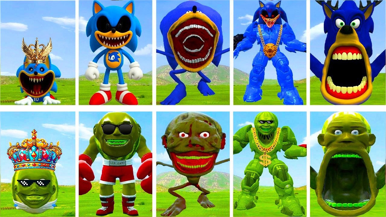 I DISCOVERED NEW EVOLUTIONS OF MONSTER KING SONIC EXE VS LINGANG MELON MONSTER FAMILY IN GARRY'S MOD
