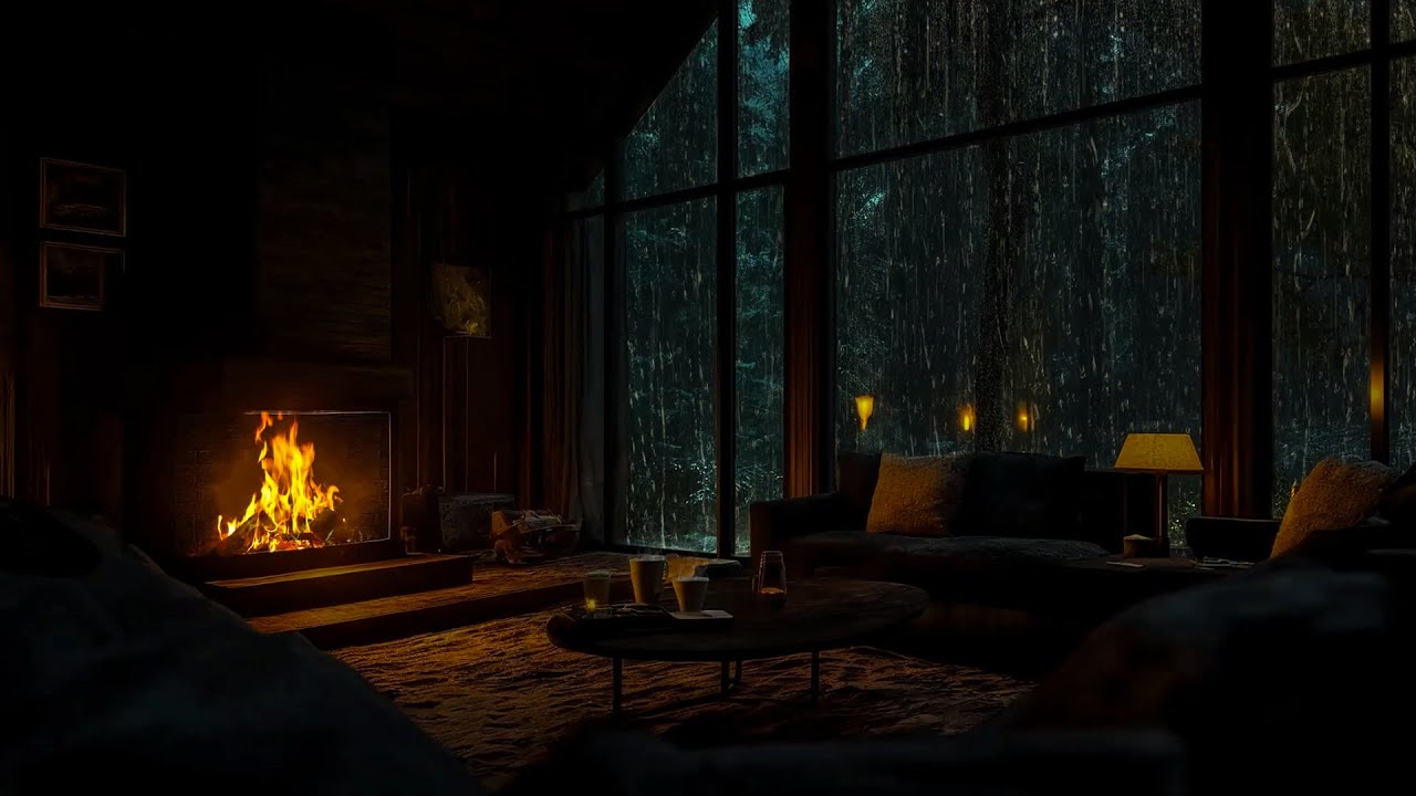 A Quiet Cabin in the Rainy Forest 🌧️ Crackling Fire 🔥 Helps You Relax & Drift Into Deep Sleep 😴