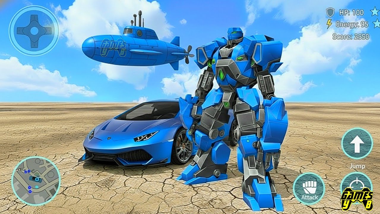 Blue Submarine Robot Transform Wars: Car Drone Submarine Robot Game 2026 Part 2 - Android Gameplay