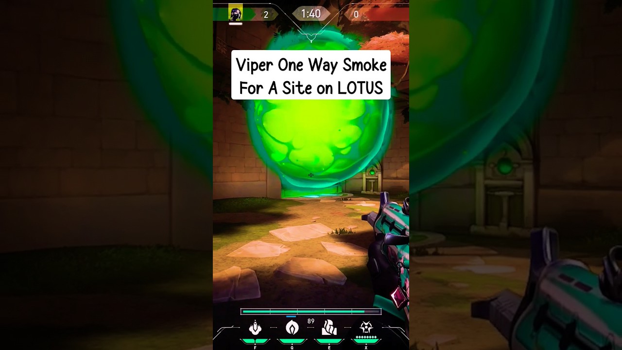 Viper One Way Smoke For A Site on LOTUS #valorantguide #valorant #viperlineups #valorantlineups