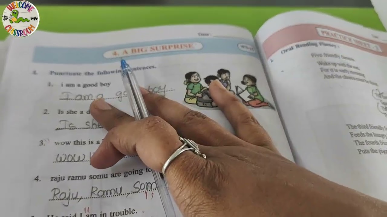 FLNEnglishWorkbook|4.A Big Surprise worksheets 11to15&Practicetest2&3|||Class5|Explanation&Answers