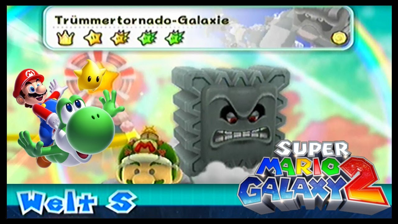 Super Mario Galaxy 2 /46 Welt S /4 Trümmertornado-Galaxie +Grünsterne