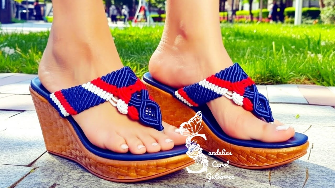 Sandalias tricolor  Tejidas #Macrame #CarolGutierrez