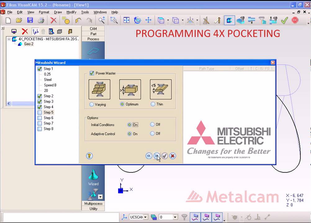 Fikus VisualCAM 4 AXIS POCKETING for MITSUBISHI FA 20 S Advance