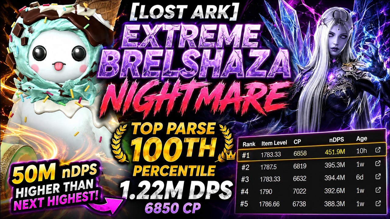 [Lost Ark] Earth Wave RH Destroyer Extreme Brelshaza Nightmare Top Parse (1.22m DPS, 6850 CP)
