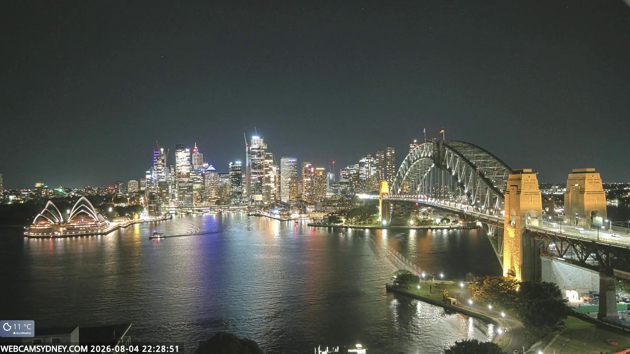 WebcamSydney 1 Live Stream of Harbour 24/7 (~4K)