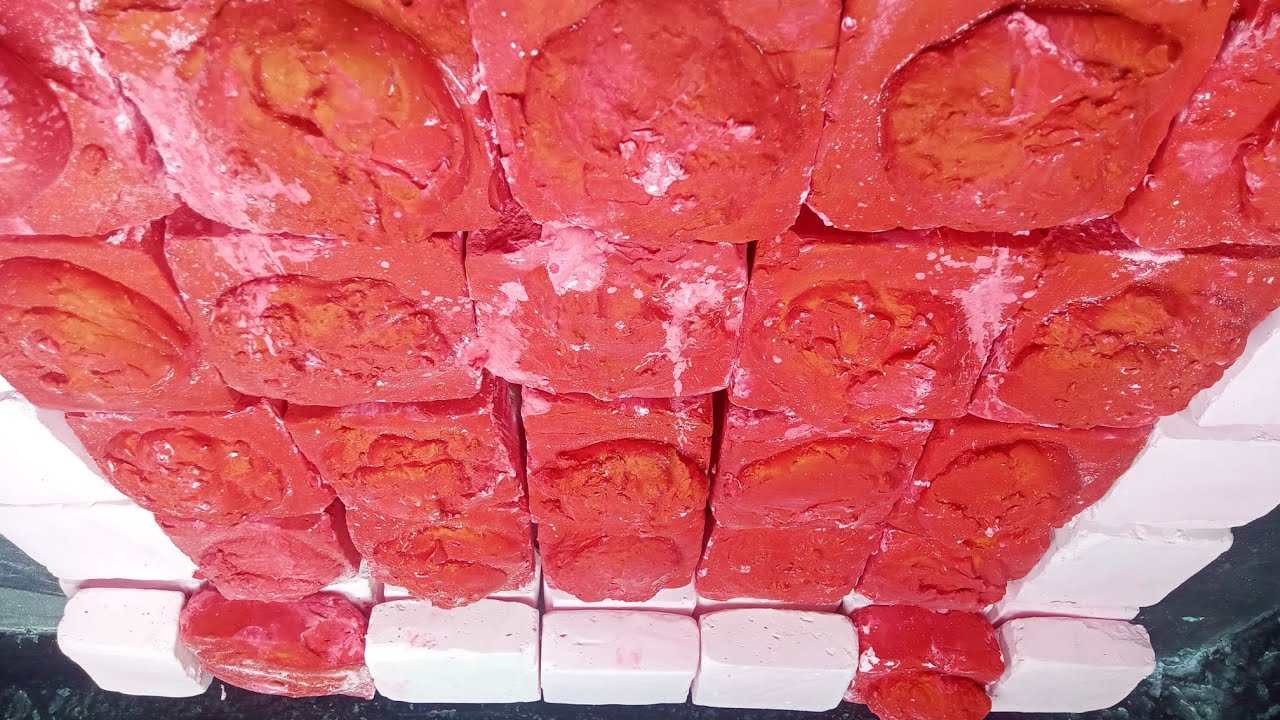 Soft light pink & dyed pink blocks mass crush Crispy | oddly satisfying | ASMR 