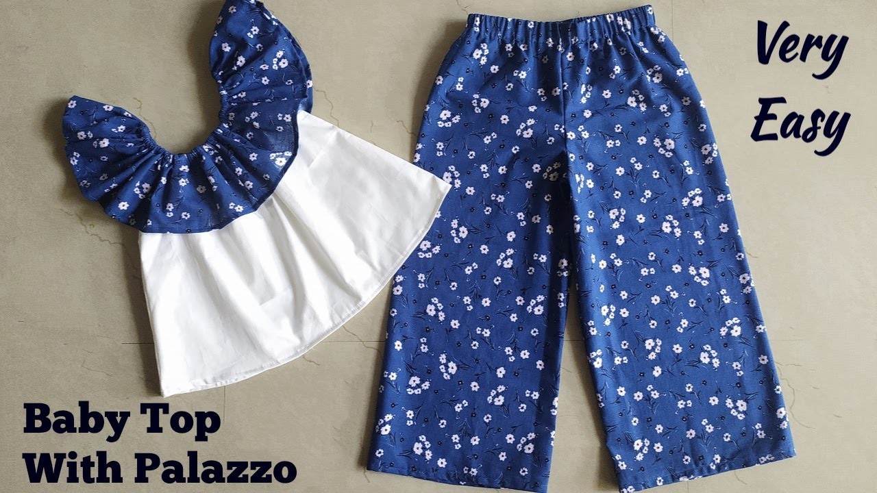 Frill Neck Baby Top with Palazzo Pant  Cutting and Stitching