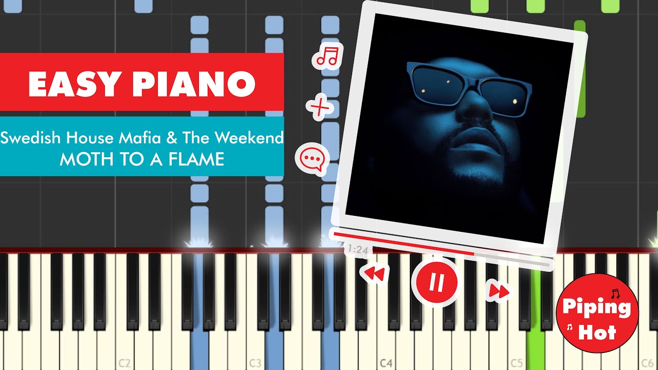 MOTH TO A FLAME - Swedish House Mafia ft. The Weeknd | EASY Piano Tutorial + Sheet Music