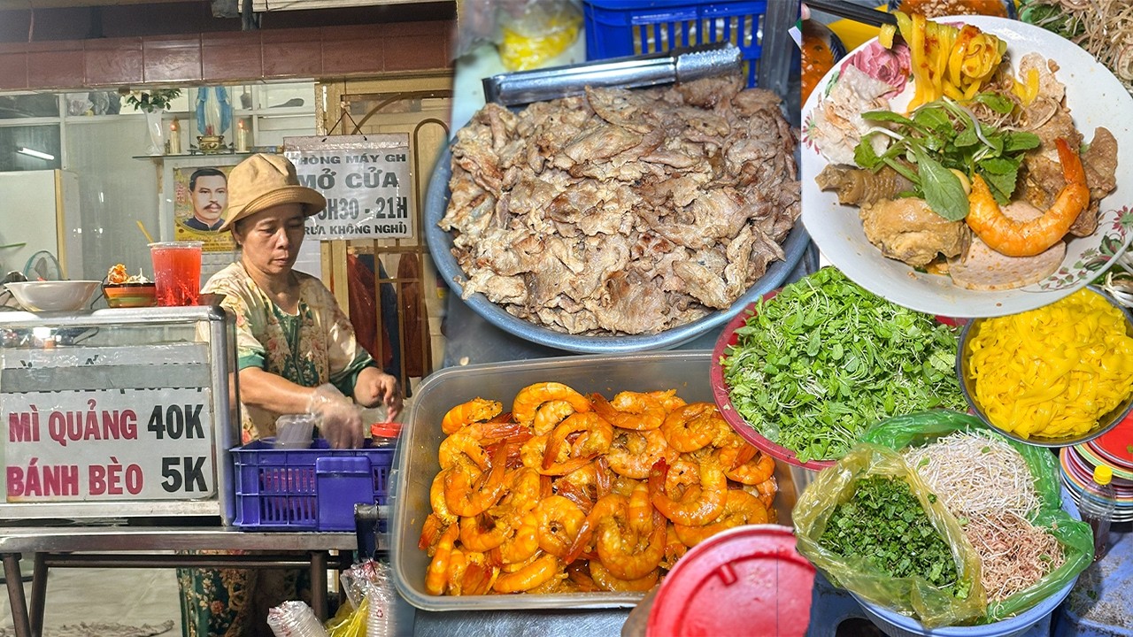 Đơn giản mà ngon lắm Mì Quảng Thịt Nướng Gà Kho Nghệ rau xanh ăn tẹt ga, quán đông phải đợi