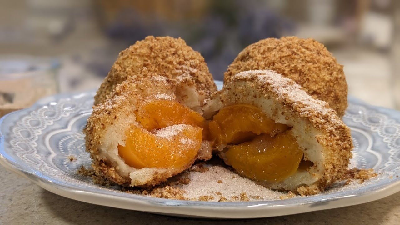 Marillenkn&ouml;del (Apricot Dumplings rolled in Browned Butter Breadcrumbs)