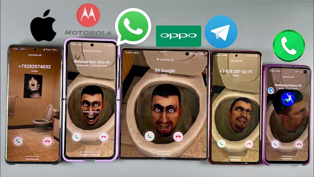 Skibidi Toilet Incoming Call Toilet Skibidi Samsung Z Flip 5 + Galaxy Fold 2 + S10e + Note 10 Toilet