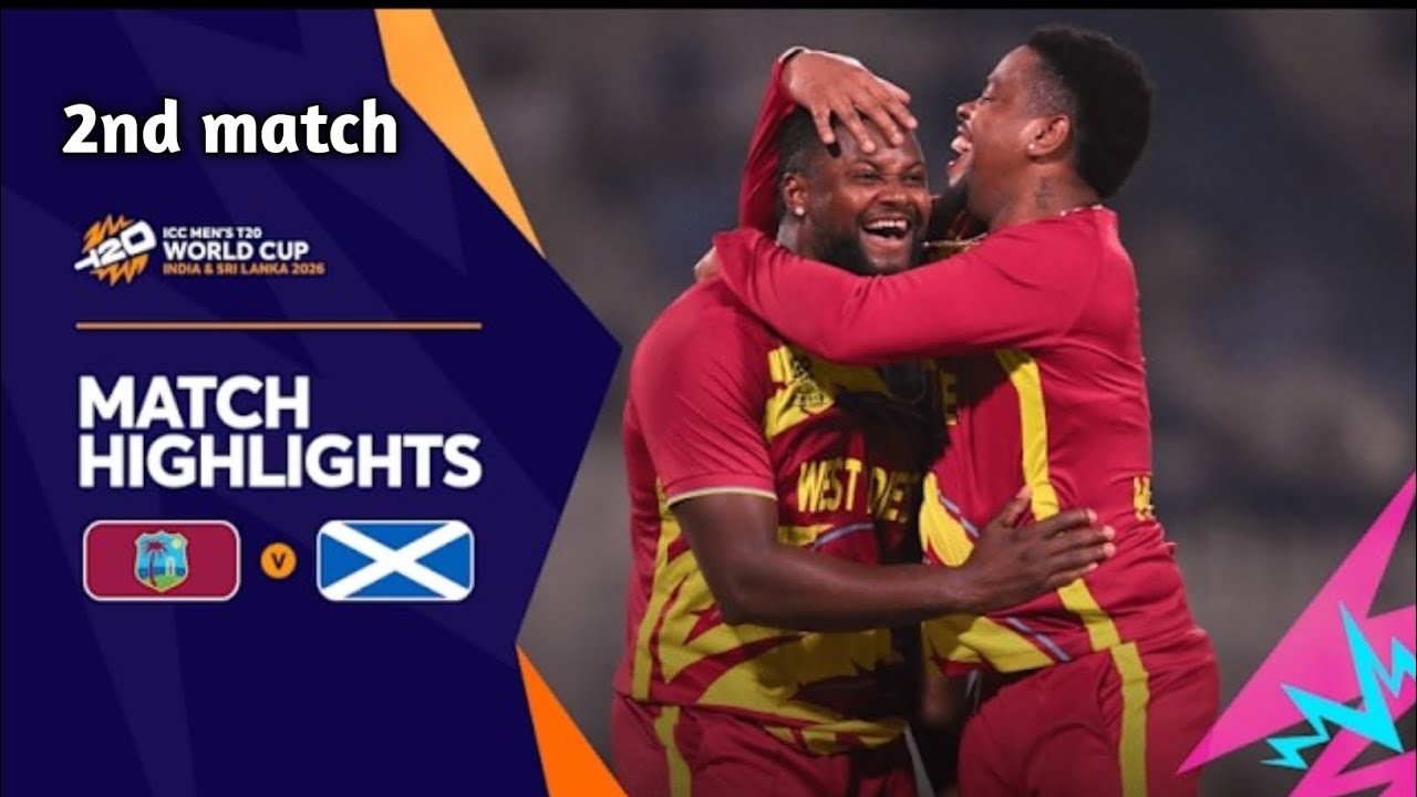 West Indies v Scotland full Match Highlights | T20 World Cup 2026 2nd match