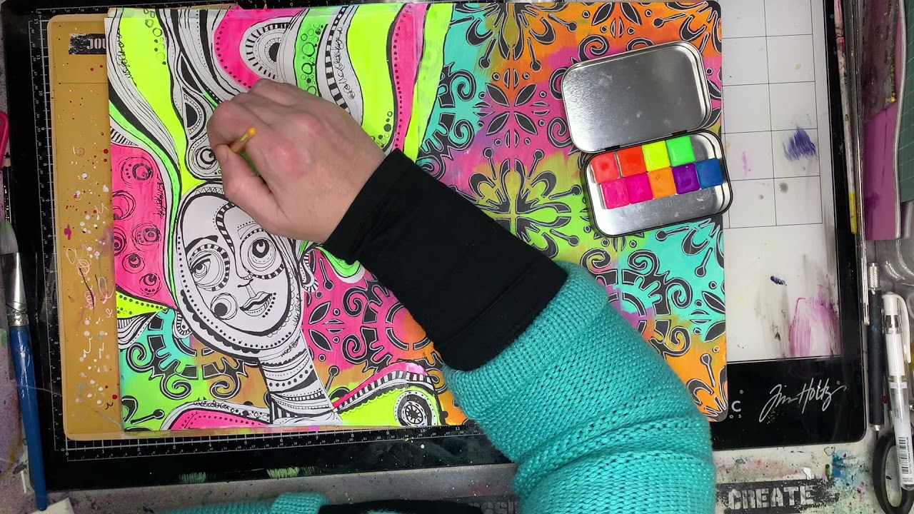 Using bright colours and printable in your art journal