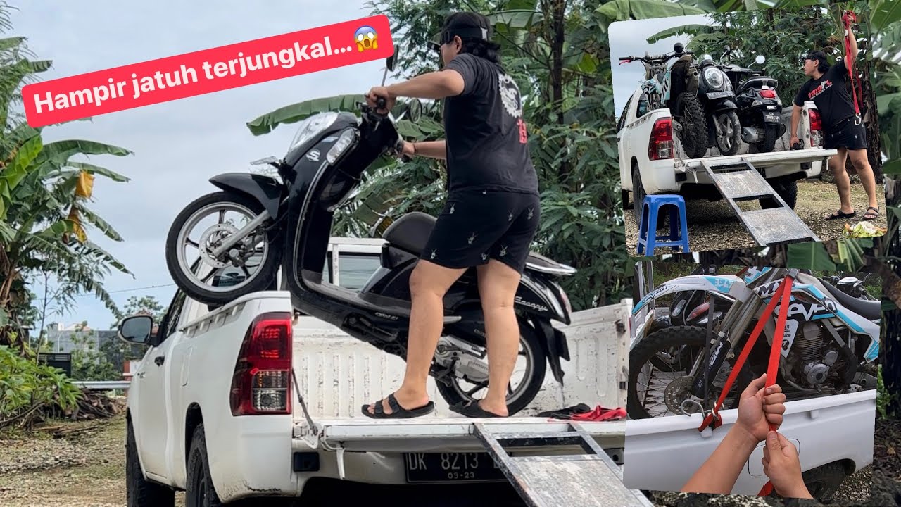 Tutorial menaikan motor ke mobil tanpa bantuan Orang lain #1