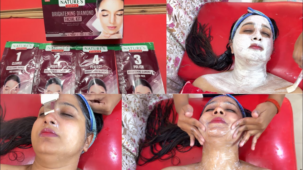 Facial step by step | NATURES ESSENCE Brightening Diamond Facial Kit how to use | Facial