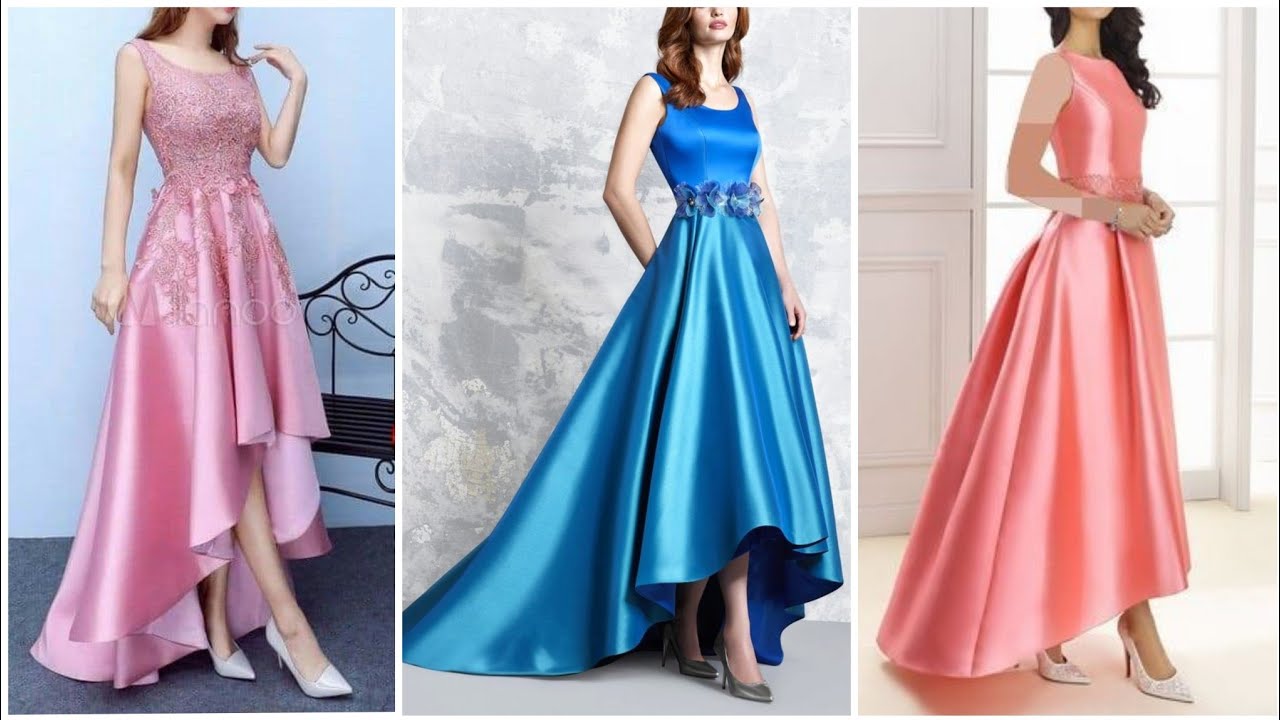 Elegant And Classy Satin High Low Evening Long Dresses /Homecoming Dresses//Prom Dresses 2022-2023